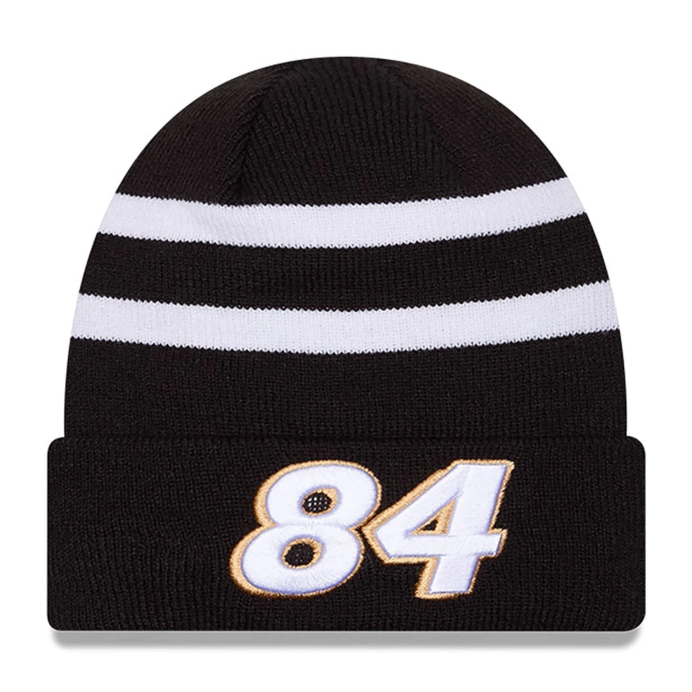 Bonnet en tricot à revers Jimmie Johnson New Era noir/blanc pour hommes