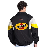 Men's Starter Black/Yellow Joey Logano Pennzoil Yard Line Full-Zip Jacket