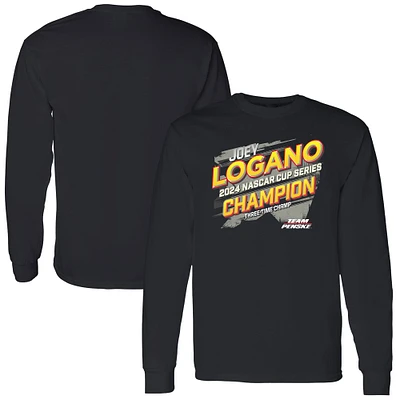 T-shirt à manches longues vintage pour homme Team Penske Black Joey Logano 2024 NASCAR Cup Series Champion