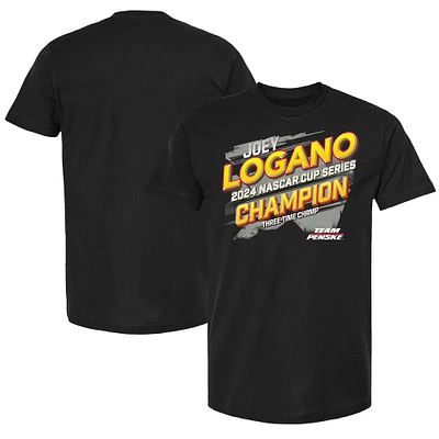T-shirt vintage noir pour homme de l'équipe Penske Joey Logano, champion la NASCAR Cup Series 2024