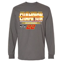 Men's Team Penske Charcoal Joey Logano 2024 NASCAR Cup Series Champion Banner Long Sleeve T-Shirt