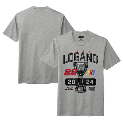 T-shirt de style vie pour homme l'équipe Penske Heather Gray Joey Logano, champion la NASCAR Cup Series 2024