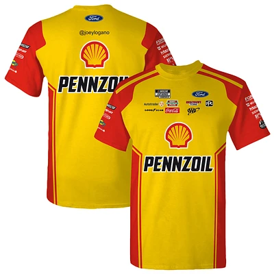 T-shirt jaune Joey Logano Shell/Pennzoil pour hommes de l'équipe Penske