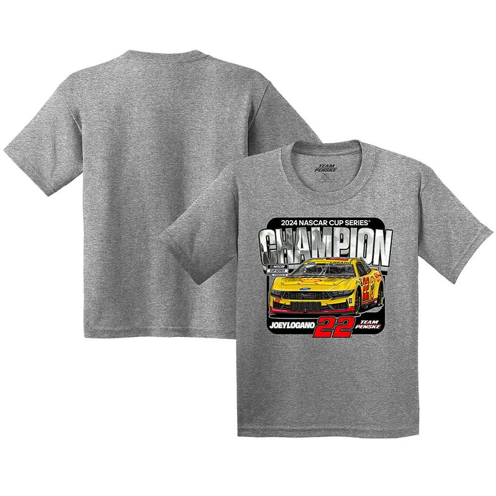 T-shirt gris pour tout-petits de l'équipe Penske Joey Logano, champion la NASCAR Cup Series 2024