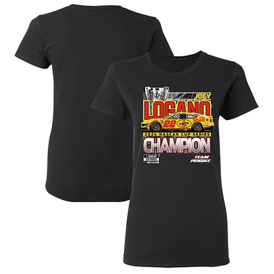 T-shirt noir de l'équipe Penske pour femmes, champion la NASCAR Cup Series 2024 Joey Logano