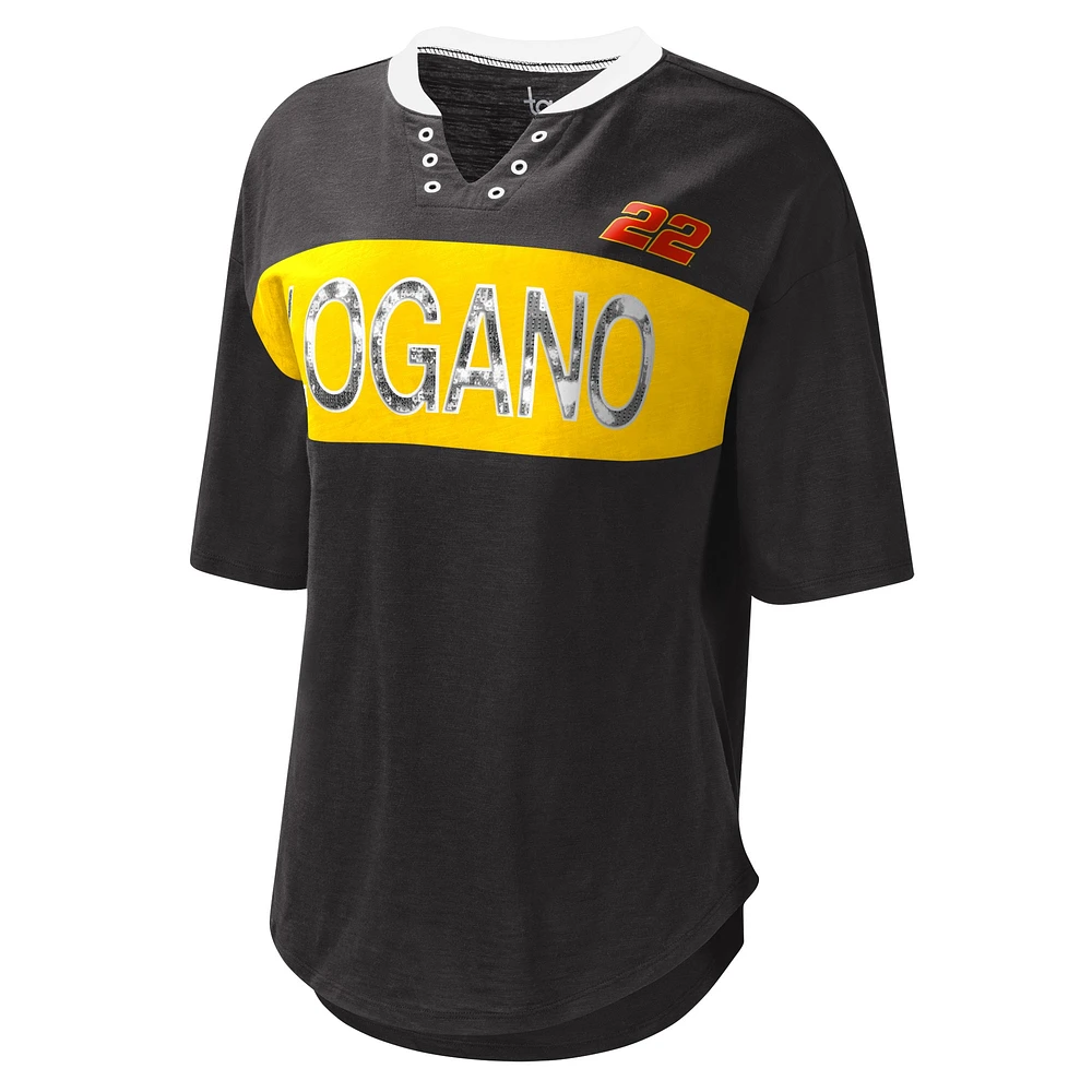 Women's Touch Black Joey Logano Lead Off Henley T-Shirt