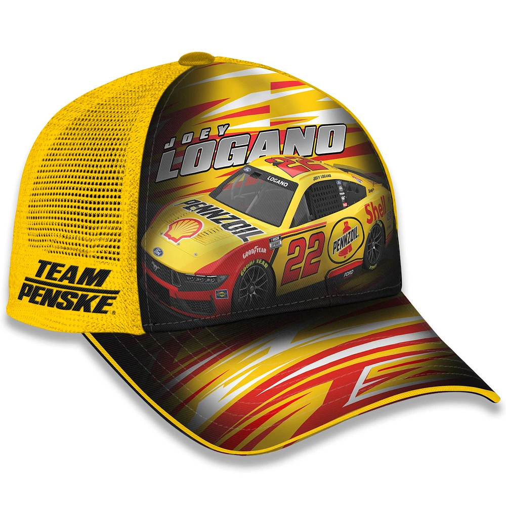 Youth Checkered Flag Sports Yellow Joey Logano Shell-Pennzoil Adjustable Trucker Hat