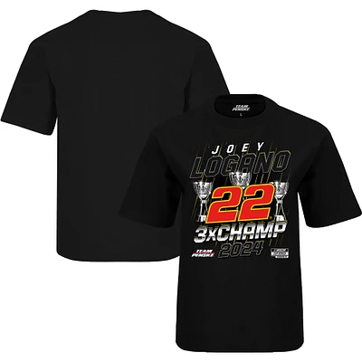 T-shirt noir de l'équipe jeunesse Penske Joey Logano, triple champion la NASCAR Cup Series