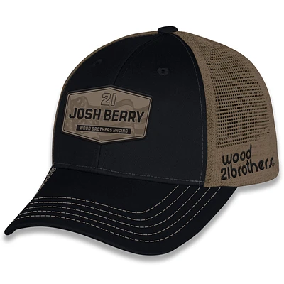 Casquette de camionneur ajustable unisexe à damier Sports Black Josh Berry Flag