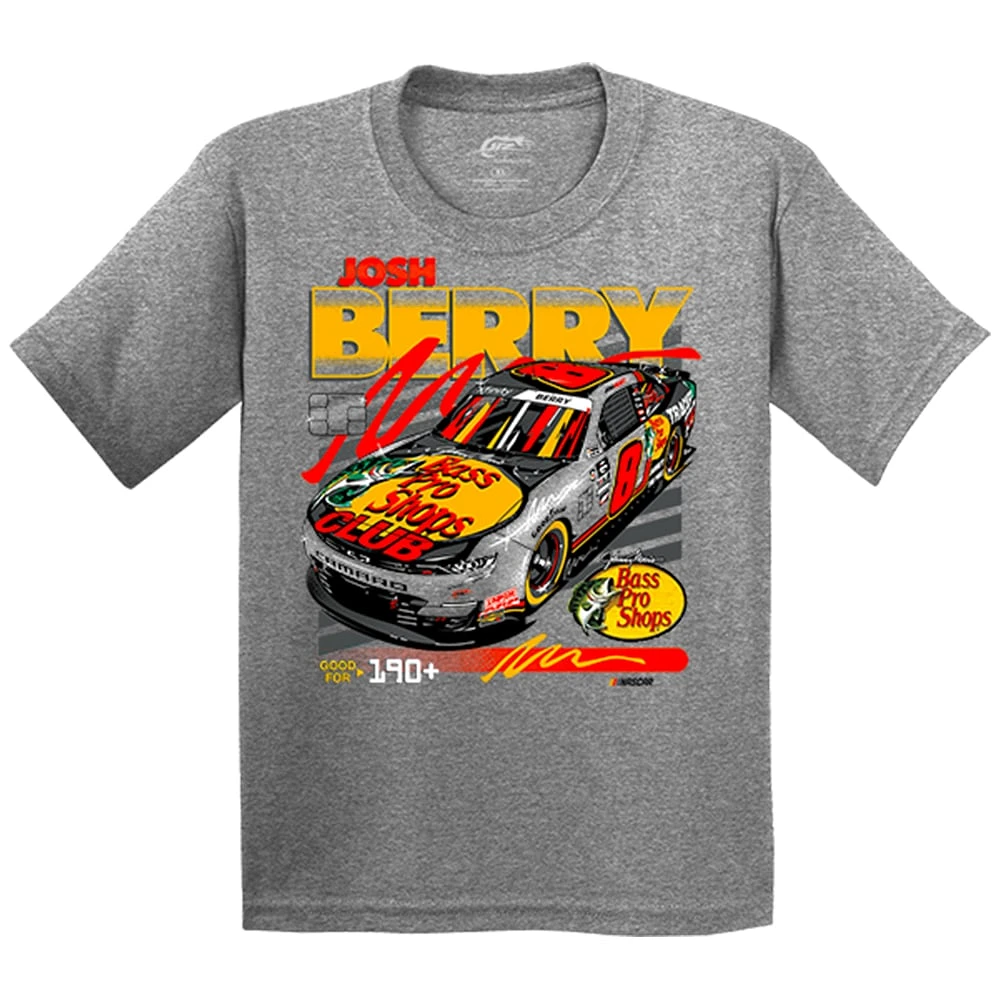Youth JR Motorsports Official Team Apparel Heather Gray Josh Berry 2023 #8 Bass Pro Shops T-Shirt