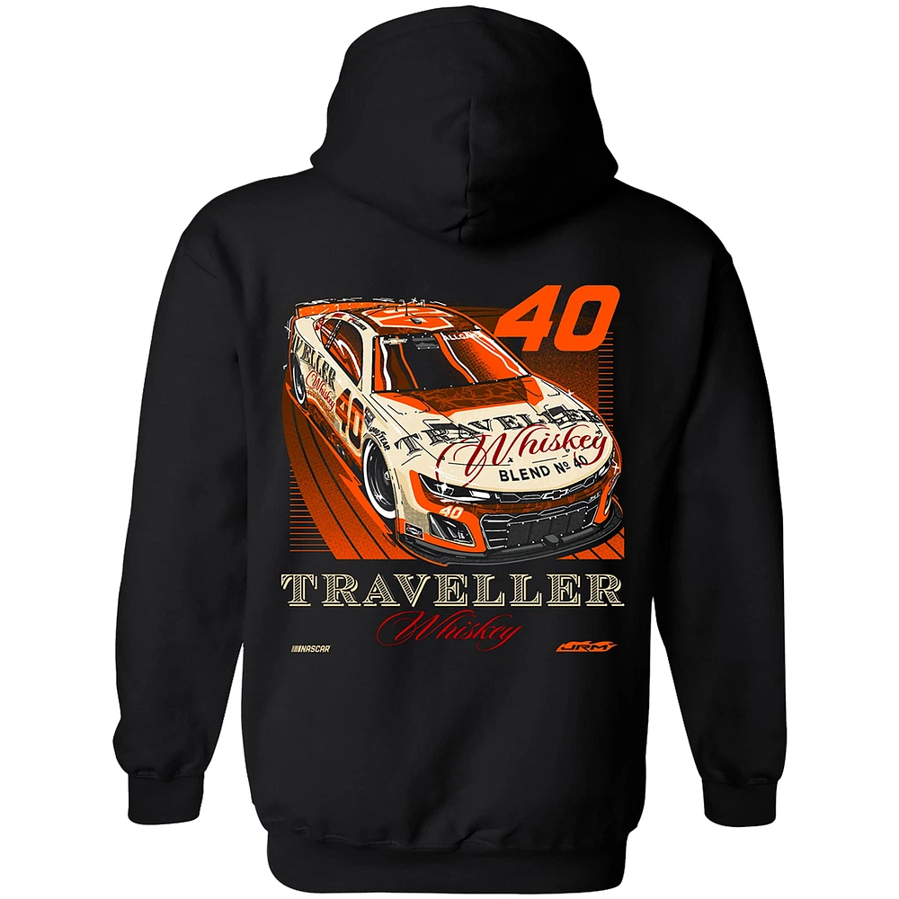 Sweat à capuche officiel de l'équipe JR Motorsports pour homme, motif voiture whisky noir Justin Allgaier Traveller