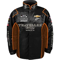Men's JR Motorsports Official Team Apparel Black Justin Allgaier Traveller Whiskey Twill Driver Uniform Full-Snap Jacket