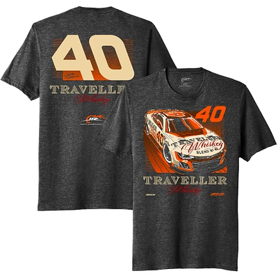T-shirt officiel de l'équipe JR Motorsports pour homme, noir chiné, motif voiture whisky Justin Allgaier Traveller