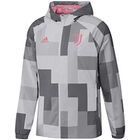 Men's adidas Gray Juventus Graphic Raglan Full-Zip Windbreaker Jacket