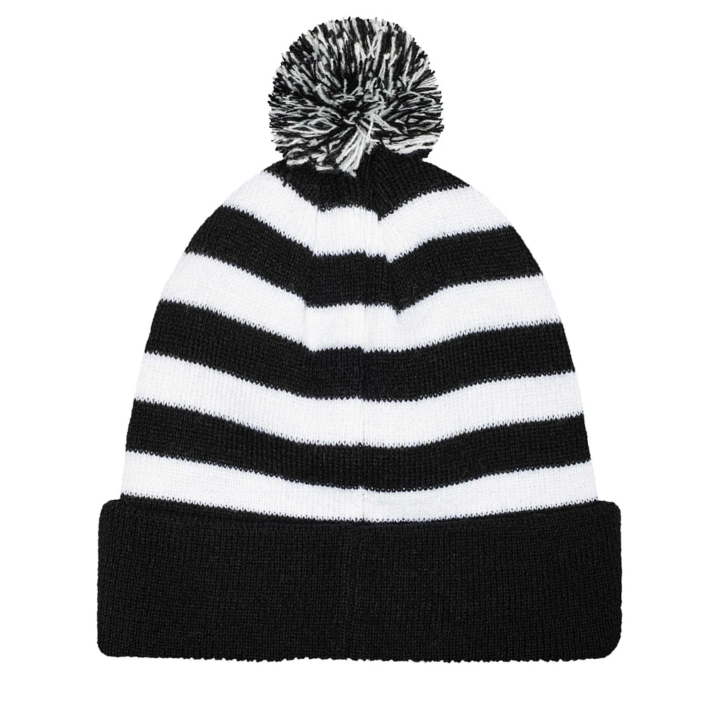 Men's Black Juventus Casual Cuffed Knit Hat with Pom