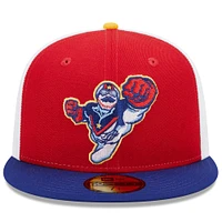 Men's New Era Red/Blue Kannapolis Cannon Ballers Marvel x Minor League 59FIFTY Fitted Hat