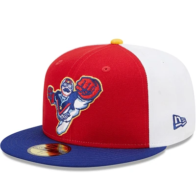 Casquette ajustée New Era Kannapolis Cannon Ballers Marvel x Minor League 59FIFTY pour homme, rouge/bleu