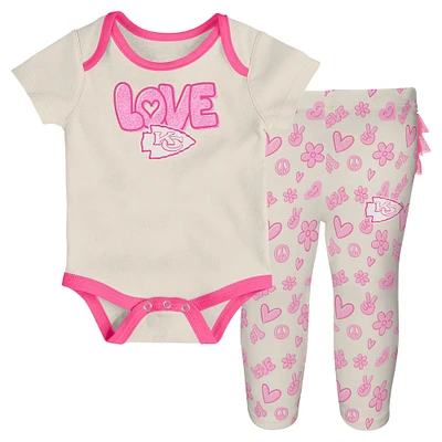 Ensemble 2 pièces body et pantalon pour nouveau-né bébé blanc Kansas City Chiefs All The Love