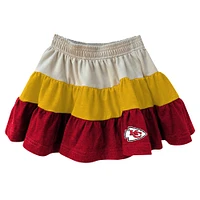 Ensemble sweat à capuche zippé sans manches et jupe trois niveaux pour filles Wes & Willy Gold/Red Kansas City Chiefs