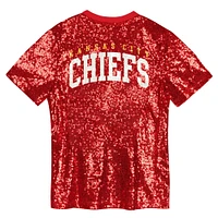 Girls Youth Red Kansas City Chiefs Wordmark Sequin V-Neck Top