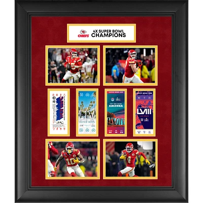 Collage de billets encadré 20" x 24" des quatre fois champions du Super Bowl des Chiefs de Kansas City