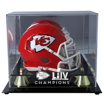Vitrine avec logo pour mini casque Golden Classic des Chiefs de Kansas City Super Bowl LIV Champions