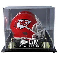 Vitrine avec logo pour mini casque Golden Classic des Chiefs de Kansas City Super Bowl LIV Champions