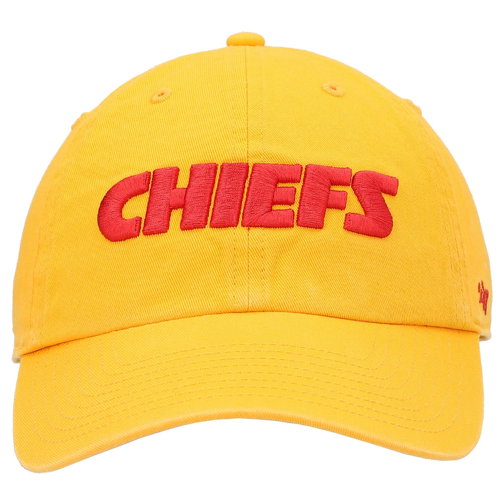Men's '47 Gold Kansas City Chiefs Clean Up Script Adjustable Hat