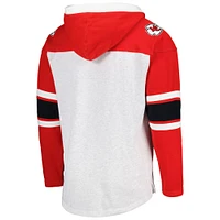 Men's '47 Kansas City Chiefs Heather Gray Gridiron Lace-Up Pullover Hoodie