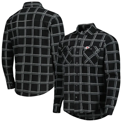 Veste-chemise boutonnée en flanelle noire Antigua pour homme, Kansas City Chiefs