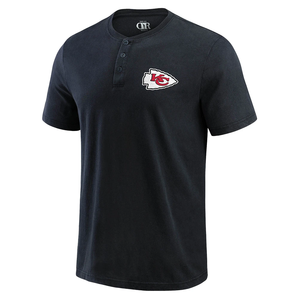 Men's Darius Rucker Collection by Fanatics Black Kansas City Chiefs Washed Henley T-Shirt