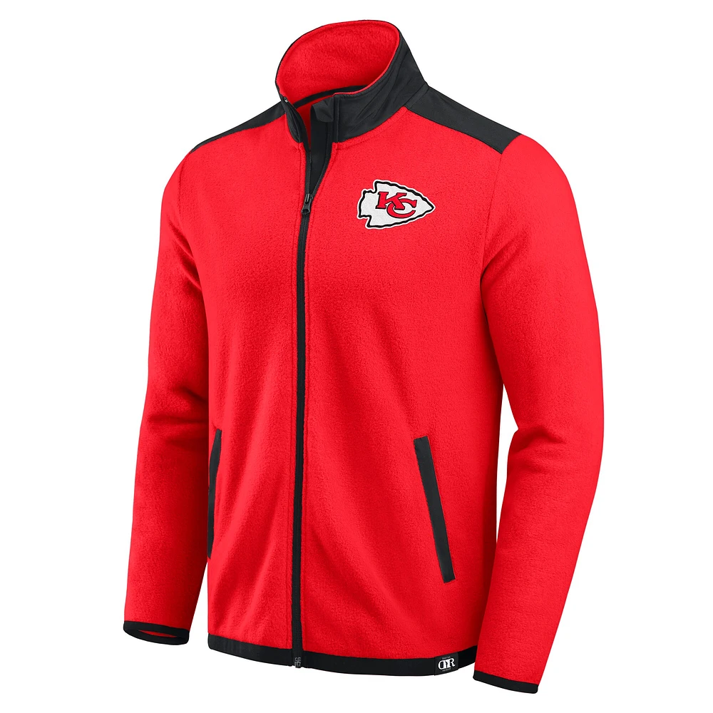 Veste polaire à fermeture éclair intégrale pour homme de la collection Darius Rucker Fanatics, color block, rouge, Kansas City Chiefs