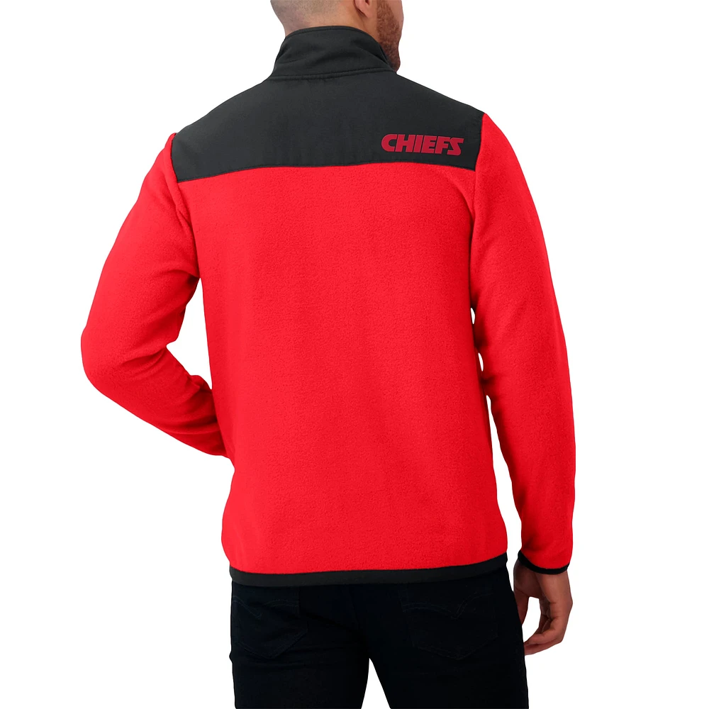 Veste polaire à fermeture éclair intégrale pour homme de la collection Darius Rucker Fanatics, color block, rouge, Kansas City Chiefs