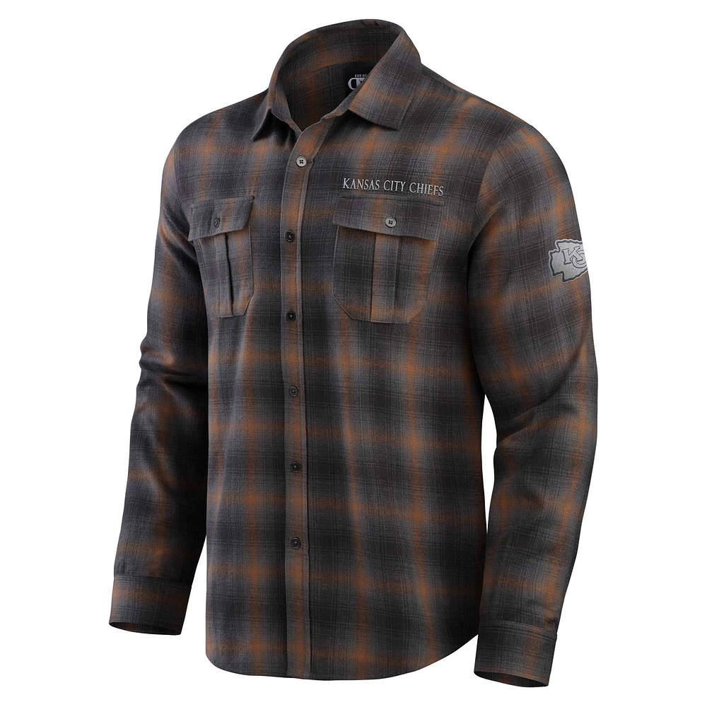 Chemise boutonnée à manches longues classique en flanelle pour homme de la collection Darius Rucker Fanatics Tan Kansas City Chiefs