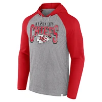 Men's Fanatics Gray/Red Kansas City Chiefs Under Center Long Sleeve Hoodie T-Shirt