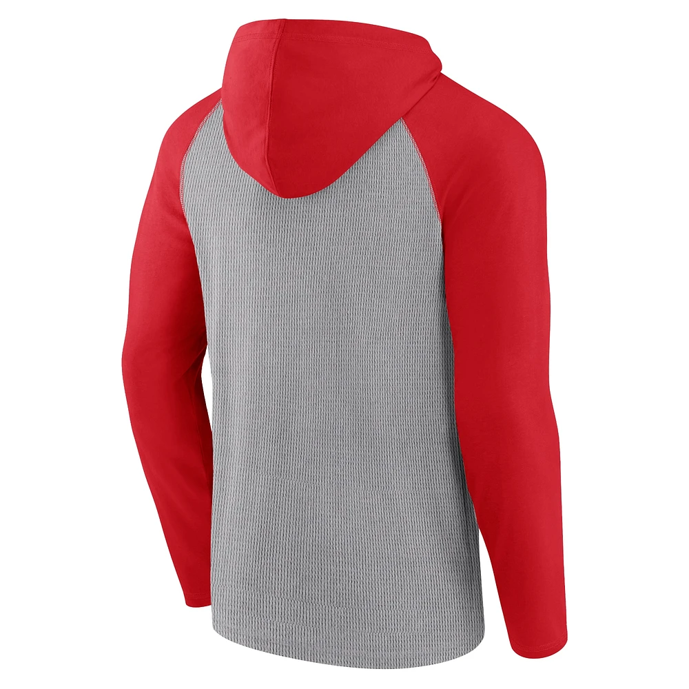 Men's Fanatics Gray/Red Kansas City Chiefs Under Center Long Sleeve Hoodie T-Shirt