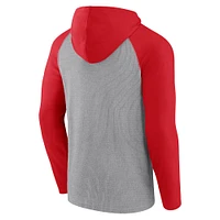 Men's Fanatics Gray/Red Kansas City Chiefs Under Center Long Sleeve Hoodie T-Shirt