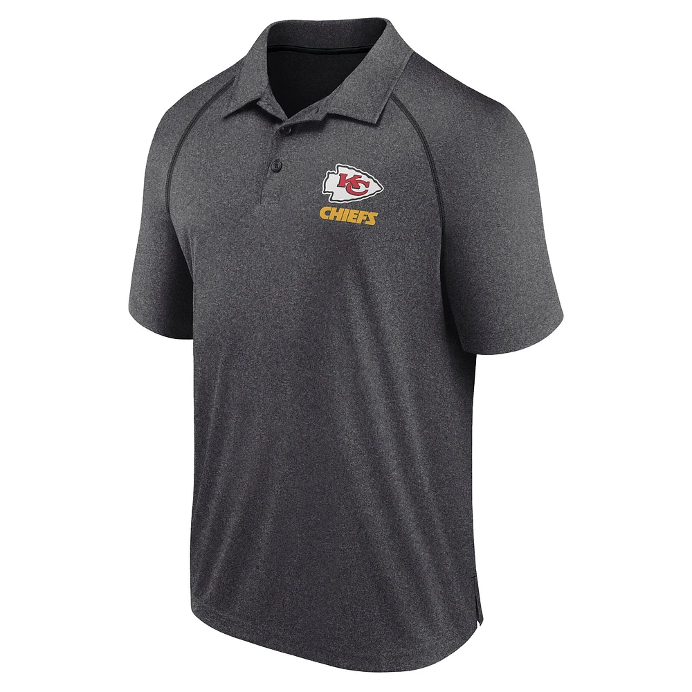 Polo raglan Making Waves pour homme Fanatics Heather Charcoal Kansas City Chiefs