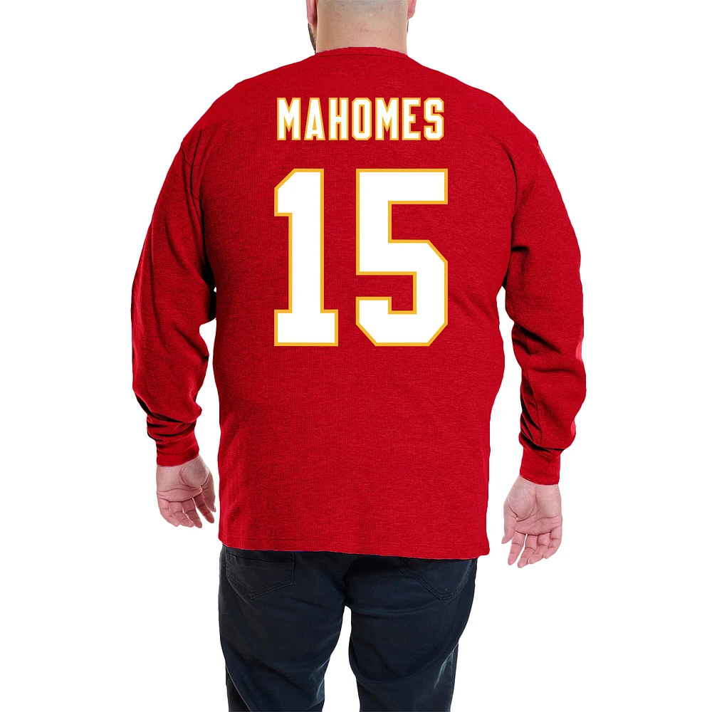 Men's Fanatics Patrick Mahomes Red Kansas City Chiefs Big & Tall Thermal Waffle Long Sleeve T-Shirt