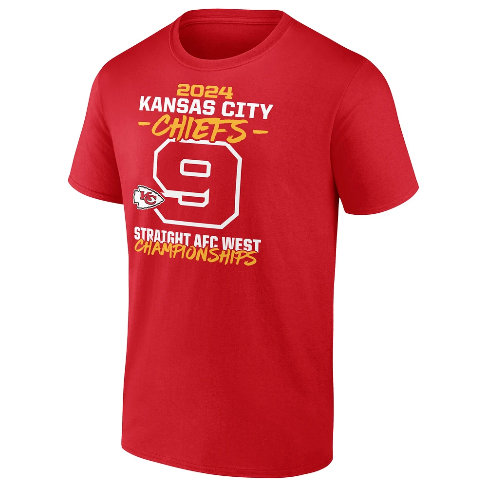 Men's Fanatics Red Kansas City Chiefs Nine-Straight AFC West Division Champions Big & Tall T-Shirt