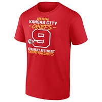 Men's Fanatics Red Kansas City Chiefs Nine-Straight AFC West Division Champions Big & Tall T-Shirt