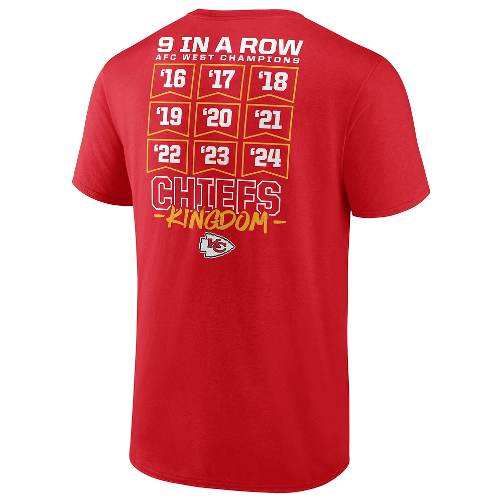 Men's Fanatics Red Kansas City Chiefs Nine-Straight AFC West Division Champions Big & Tall T-Shirt