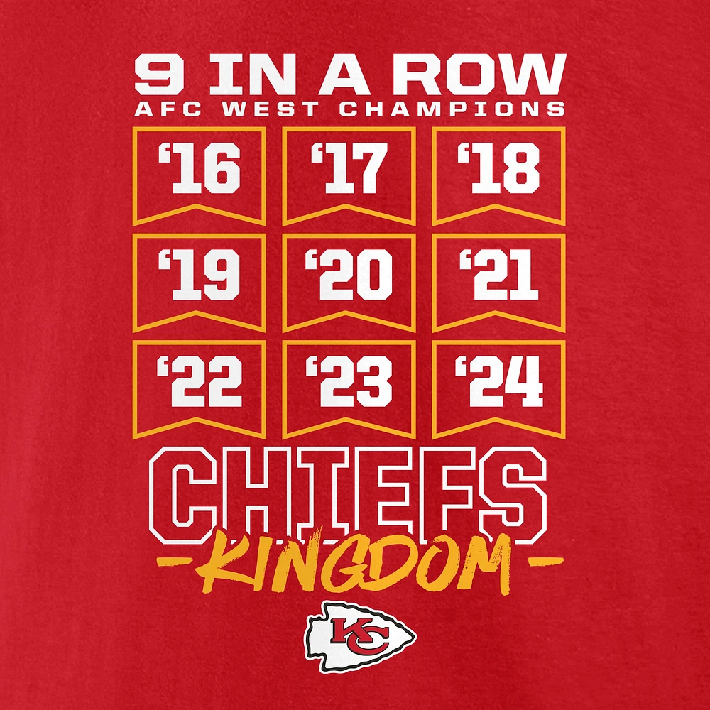 Men's Fanatics Red Kansas City Chiefs Nine-Straight AFC West Division Champions Big & Tall T-Shirt