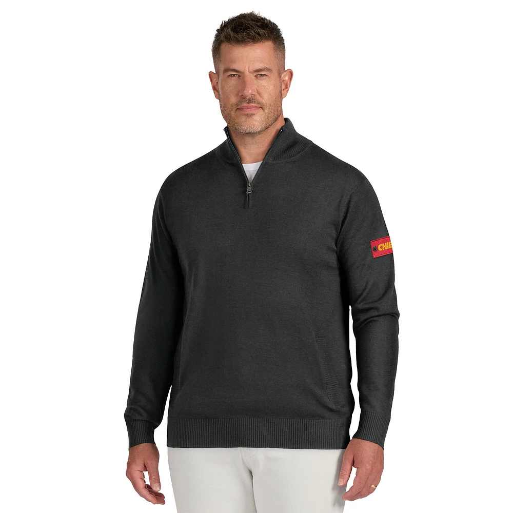 Men's J. Palmer Black Kansas City Chiefs Franchise Quarter-Zip Sweater