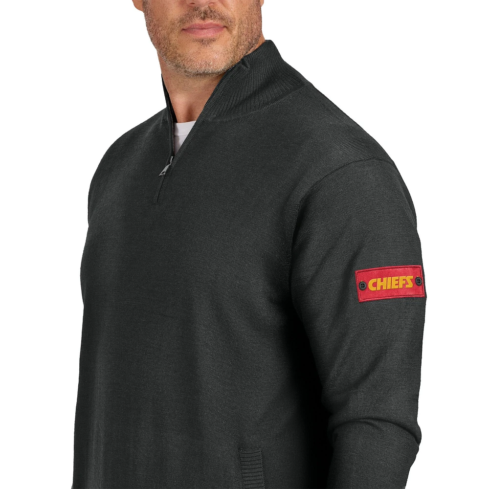 Men's J. Palmer Black Kansas City Chiefs Franchise Quarter-Zip Sweater