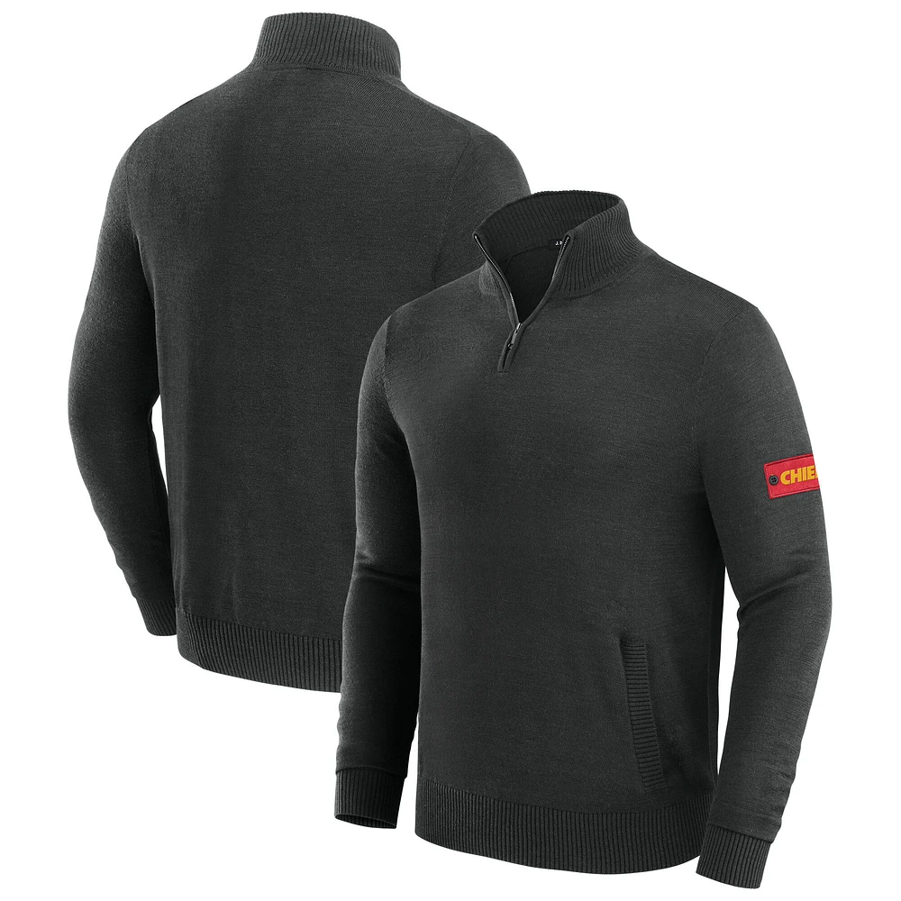 Men's J. Palmer Black Kansas City Chiefs Franchise Quarter-Zip Sweater