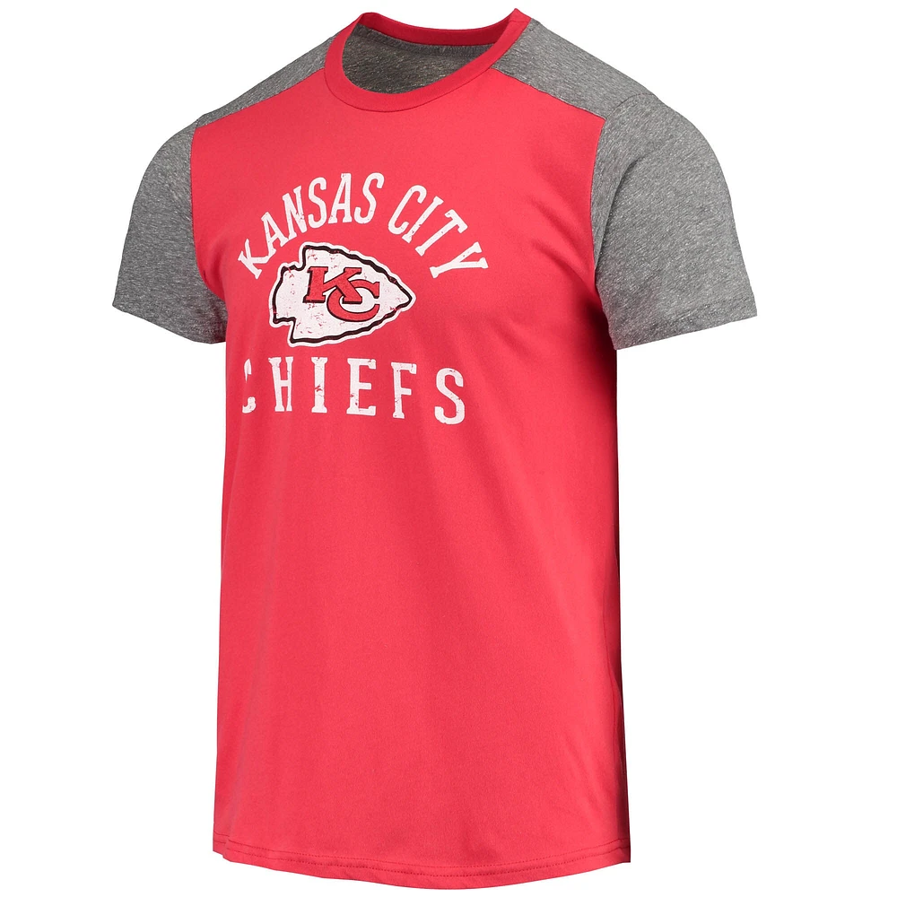 Men's Majestic Threads Red/Gray Kansas City Chiefs Field Goal Slub T-Shirt
