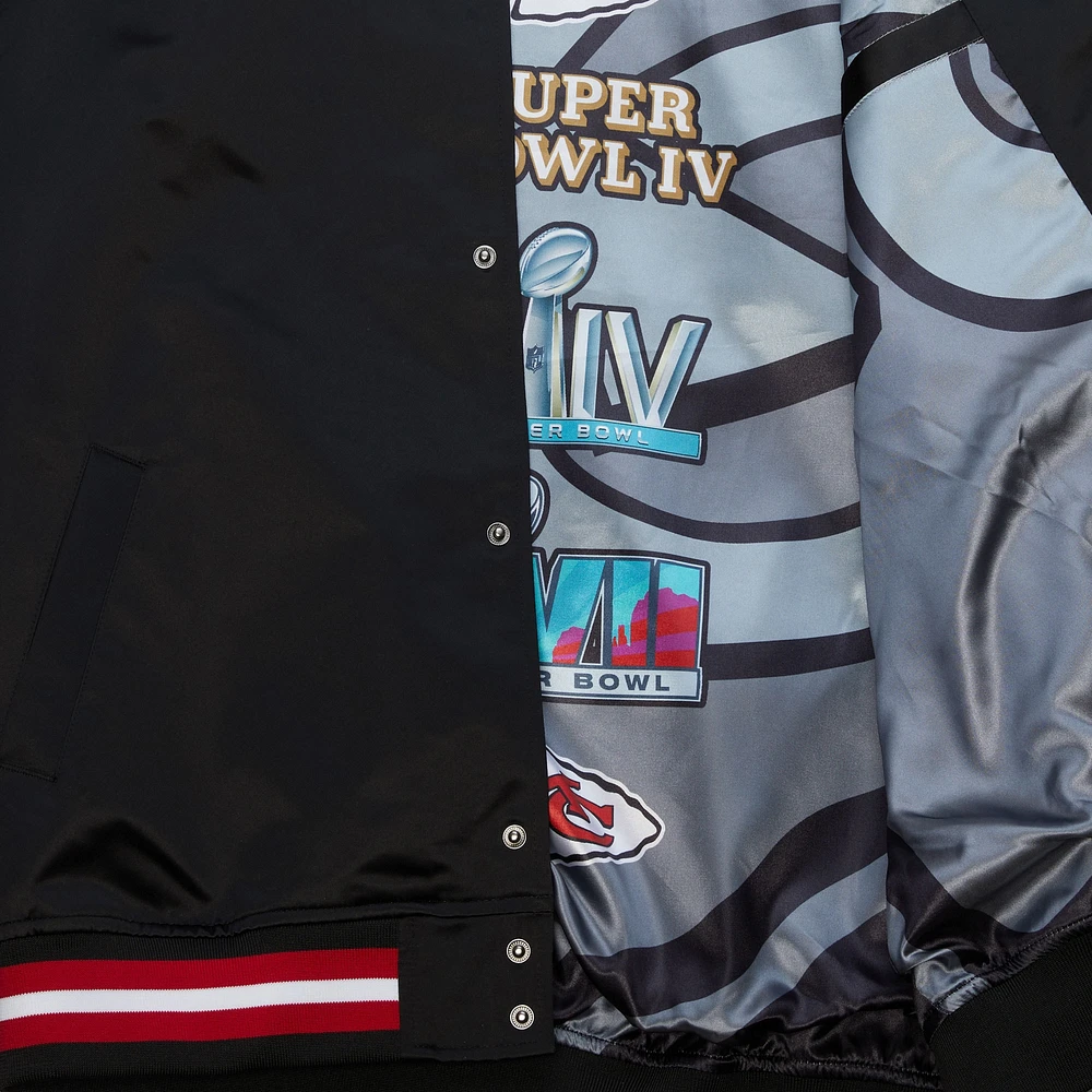 Men's Mitchell & Ness Black Kansas City Chiefs Double Down Satin Full-Snap Jacket