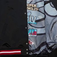Men's Mitchell & Ness Black Kansas City Chiefs Double Down Satin Full-Snap Jacket