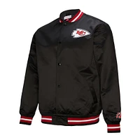 Men's Mitchell & Ness Black Kansas City Chiefs Double Down Satin Full-Snap Jacket